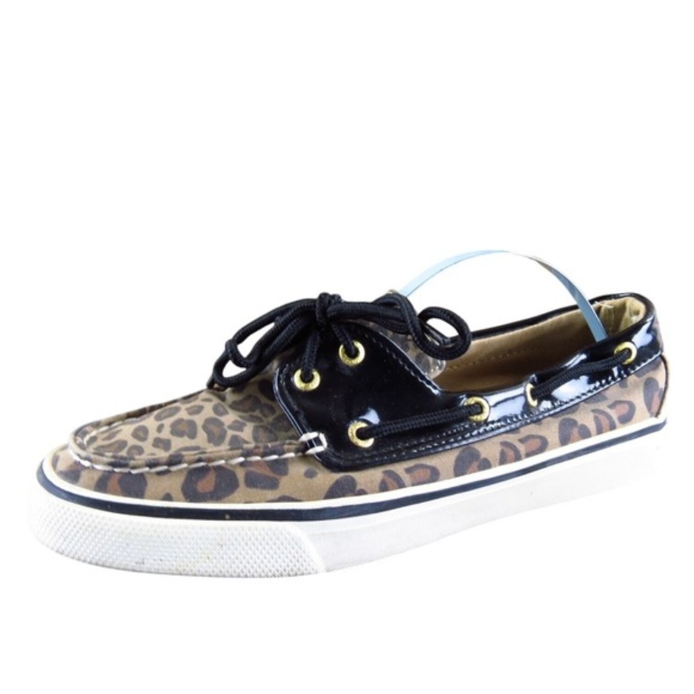 SPERRY Women's Leopard Boat‎ Shoe Brown Fabric Sz 6.5 Medium Gently Used 2025